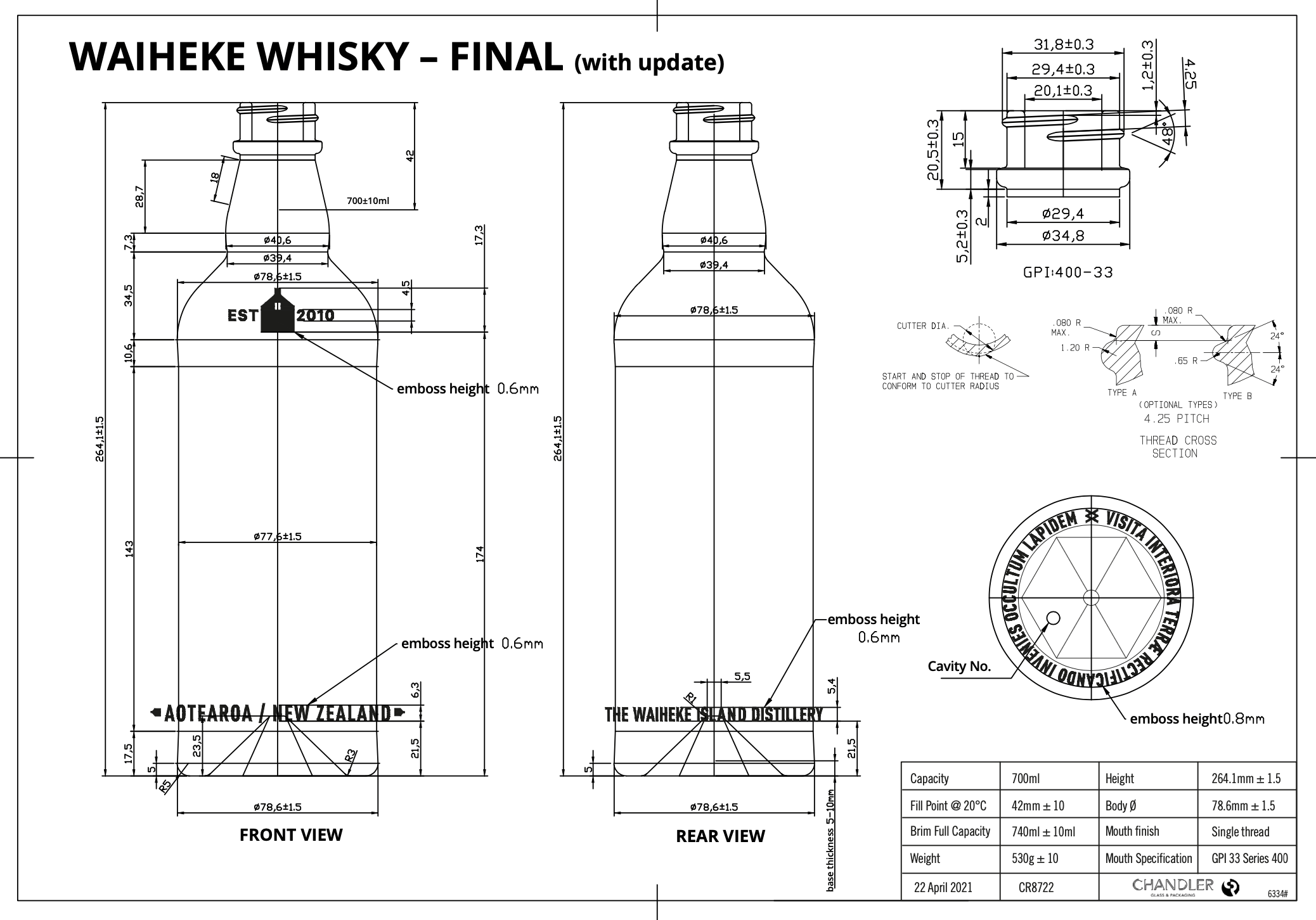 Our bespoke 700ml bottle design, a first look.